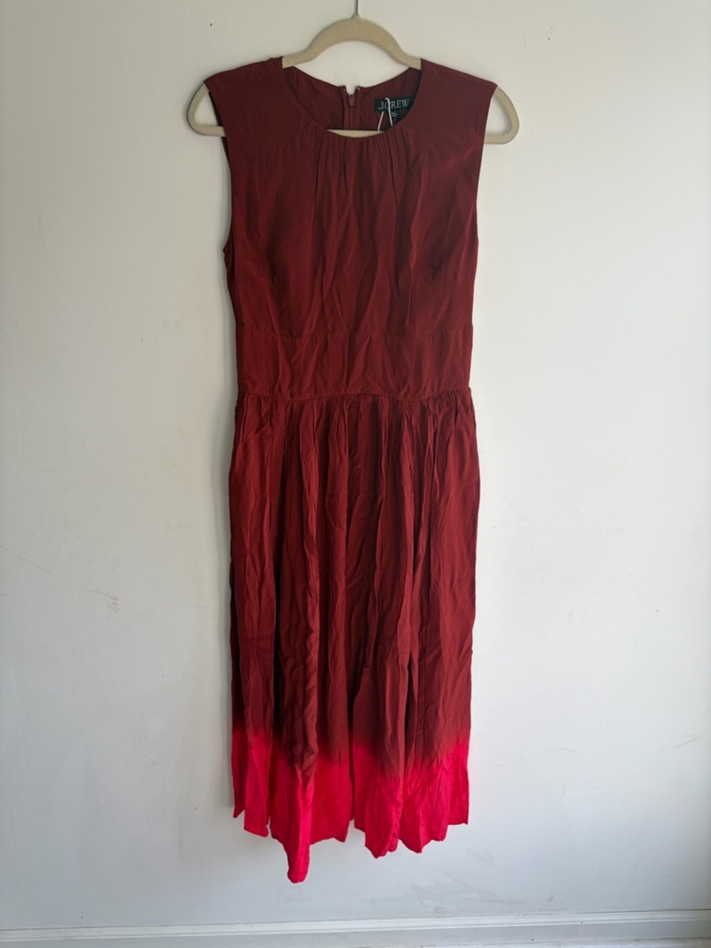 NWT! J. CREW Cinched-waist Midi Dress in Dip-Dyed Crepe de Chine Size 8 - Picture 5 of 6